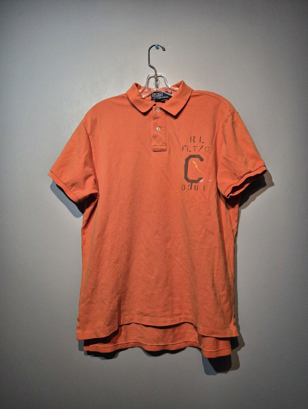 Vintage Polo Ralph Lauren Custom Fit Orange Flight Crew Off. Polo | Size XL